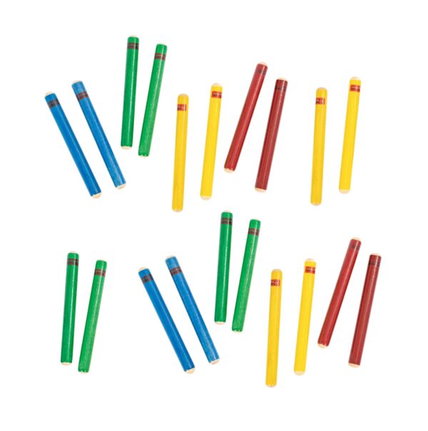 Percussion Plus - Claves Pack of 10 in Mixed Colours (PP20320)